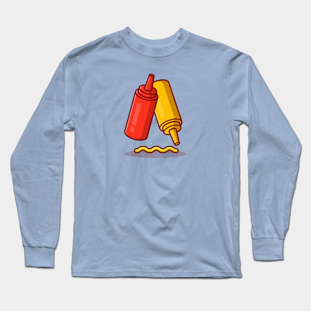 Ketchup And Mustard Cartoon Long Sleeve T-Shirt by Catalyst Labs